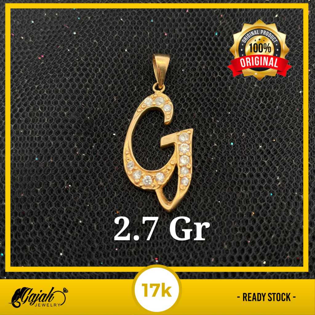 Liontin Huruf G Emas 17K - 2.7 Gram 7877