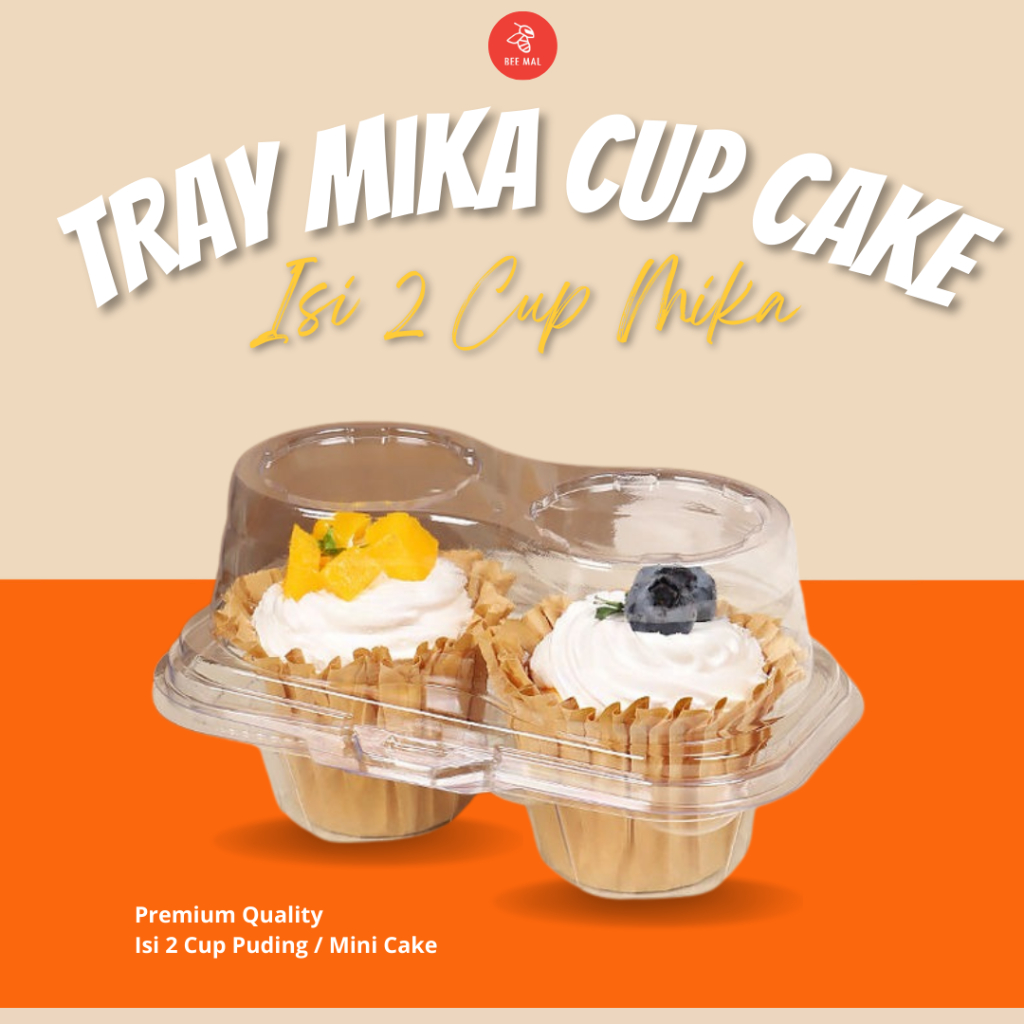 Tray Mika Cupcake Isi 2 Cup| Box Kue Bolu| Mika Double Sekat| Single Box Cupcake Paper| Mika Kue Muf