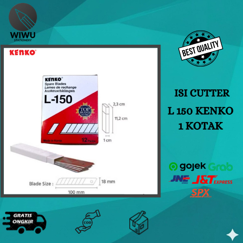 

Isi Pisau Cutter Cuter Besar KENKO L 150 L150 L-500 Refil Kater CutterBlade Refill Sekotak (12 Tube)