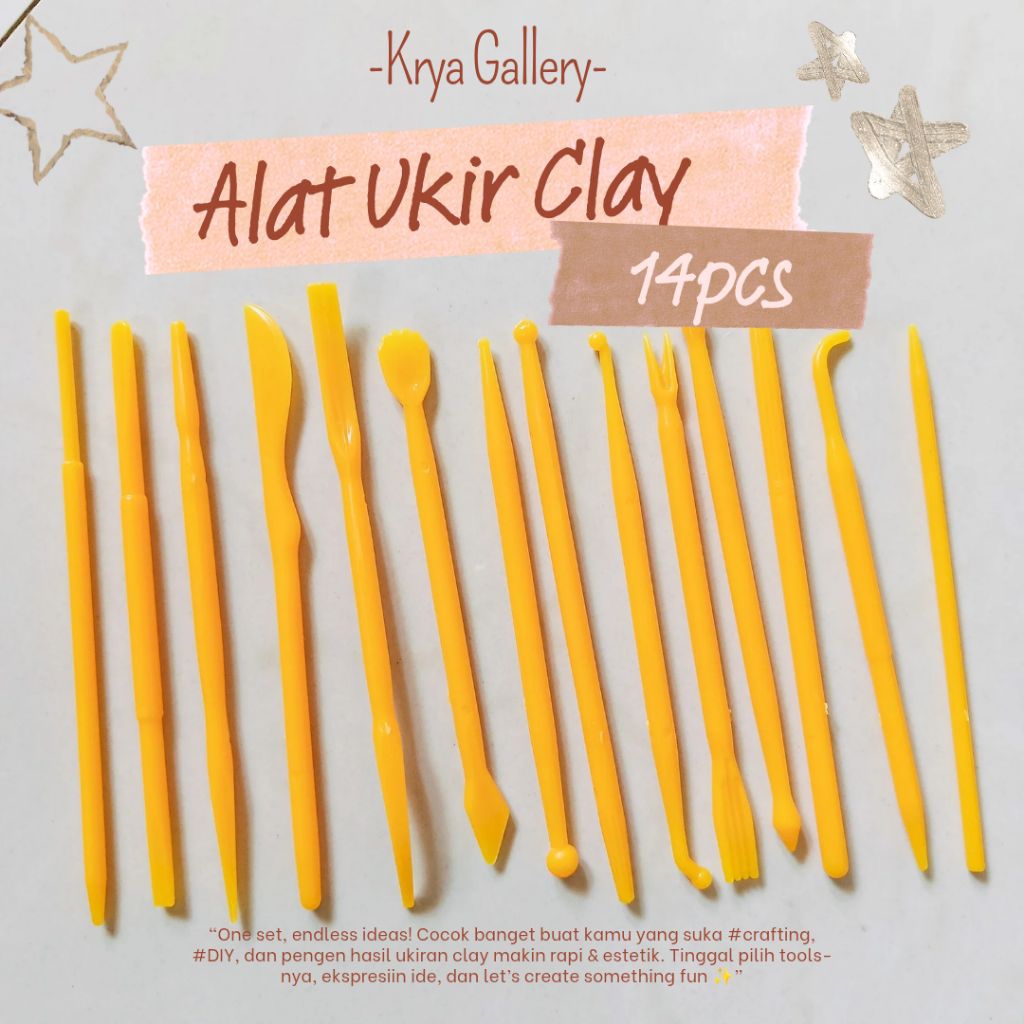 Alat Ukir Clay / Sculpting Tools Set 14 Pcs – Peralatan Ukir Polymer Clay, Resin, Sabun, DIY Craft