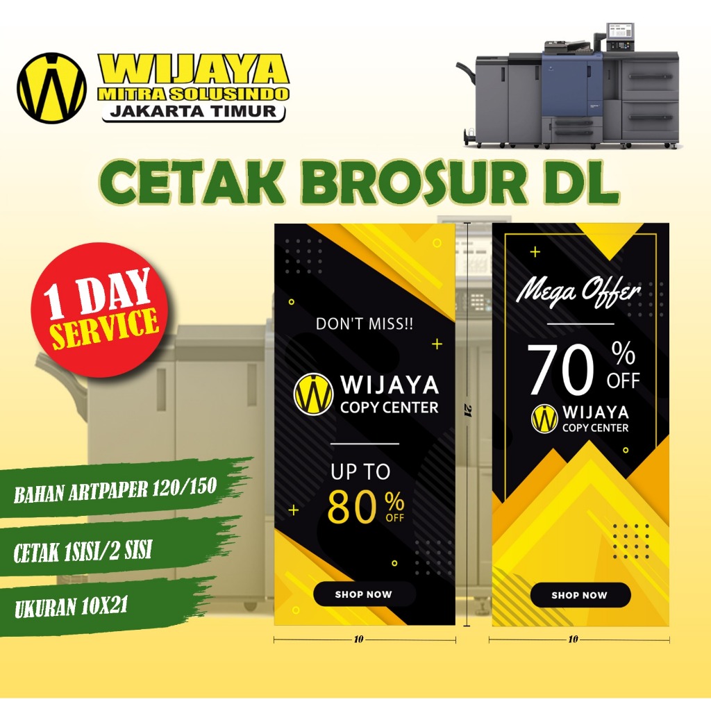 

Brosur DL 1/3 A4 Art paper 120 - 150 Gsm Ukuran 10x21