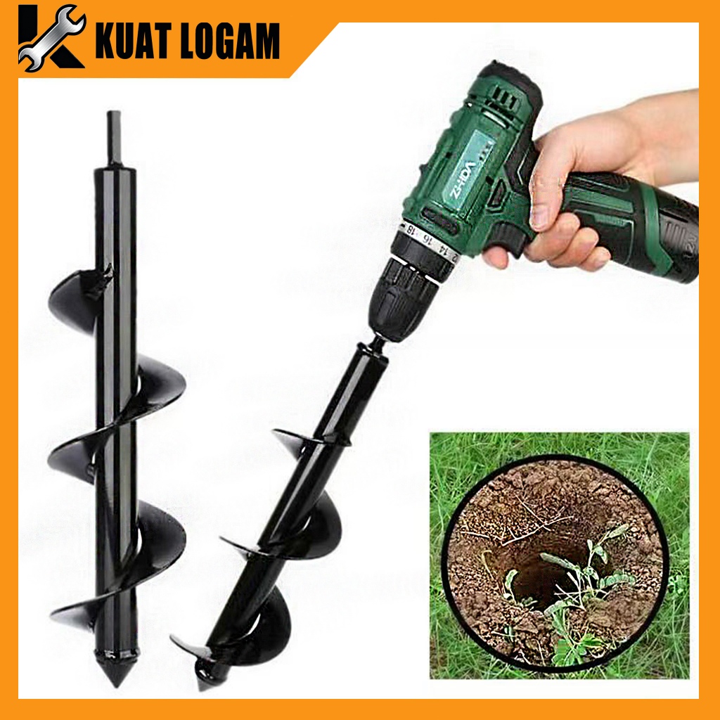 Mata Bor Tanah SPIRAL TITANIUM ANTI BENGKOK - Gali Lubang Bibit/Biopori 10x Lebih Cepat (4/8cm) Bor 