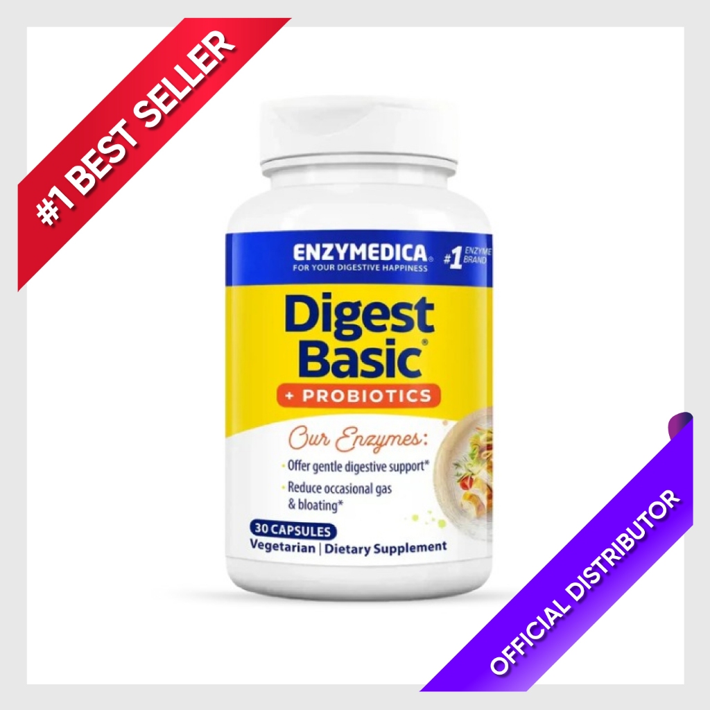 Probiotics Enzymedica Digest Basic + Probiotics, Gentle Digestive Enzymes with 400 Million CFU Activ