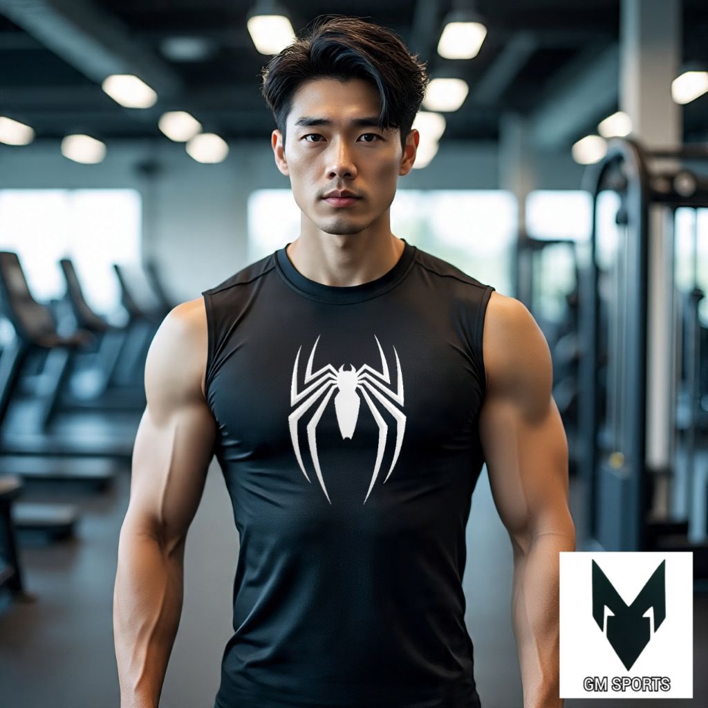 Kaos Singlet Olahraga Compression Spiderman Superman Gym Fitnes Tangtop Pria Lekbong Pria Kompresi M