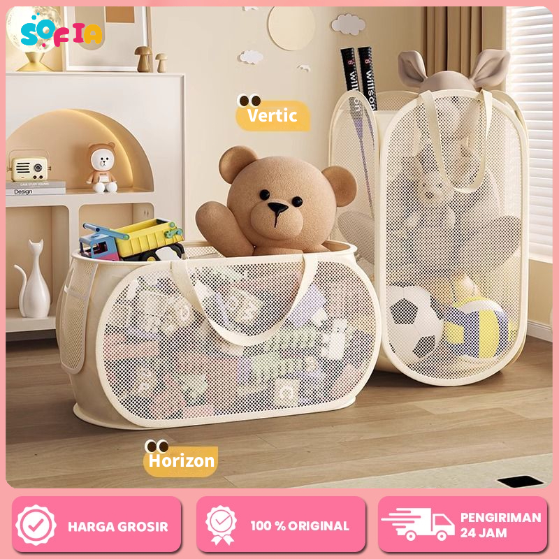 {Jakarta Stok}  Kotak Penyimpanan Mainan Boneka Bayi Mainan Storage Box Keranjang Baju Kotor Lipat K