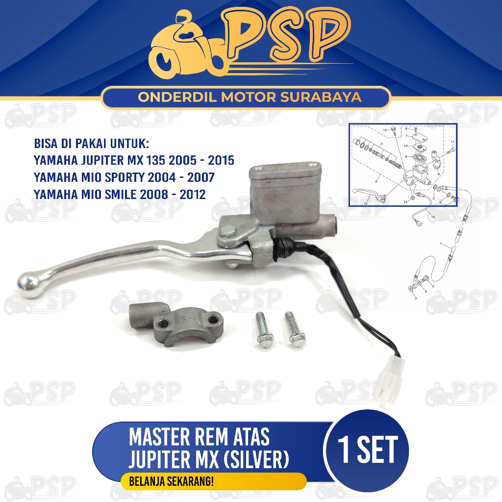 Master Rem Atas Jupiter MX + Handel Silver Assy - Rumah Tabung Minyak Rim Depan Mio Sporty Mio Smile