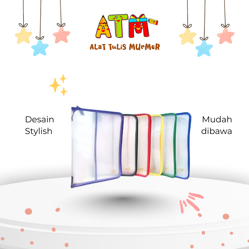 Map/Organizer/Folder/Zipper Bag Pop 1699 Transparan F4 Plastik Resleting