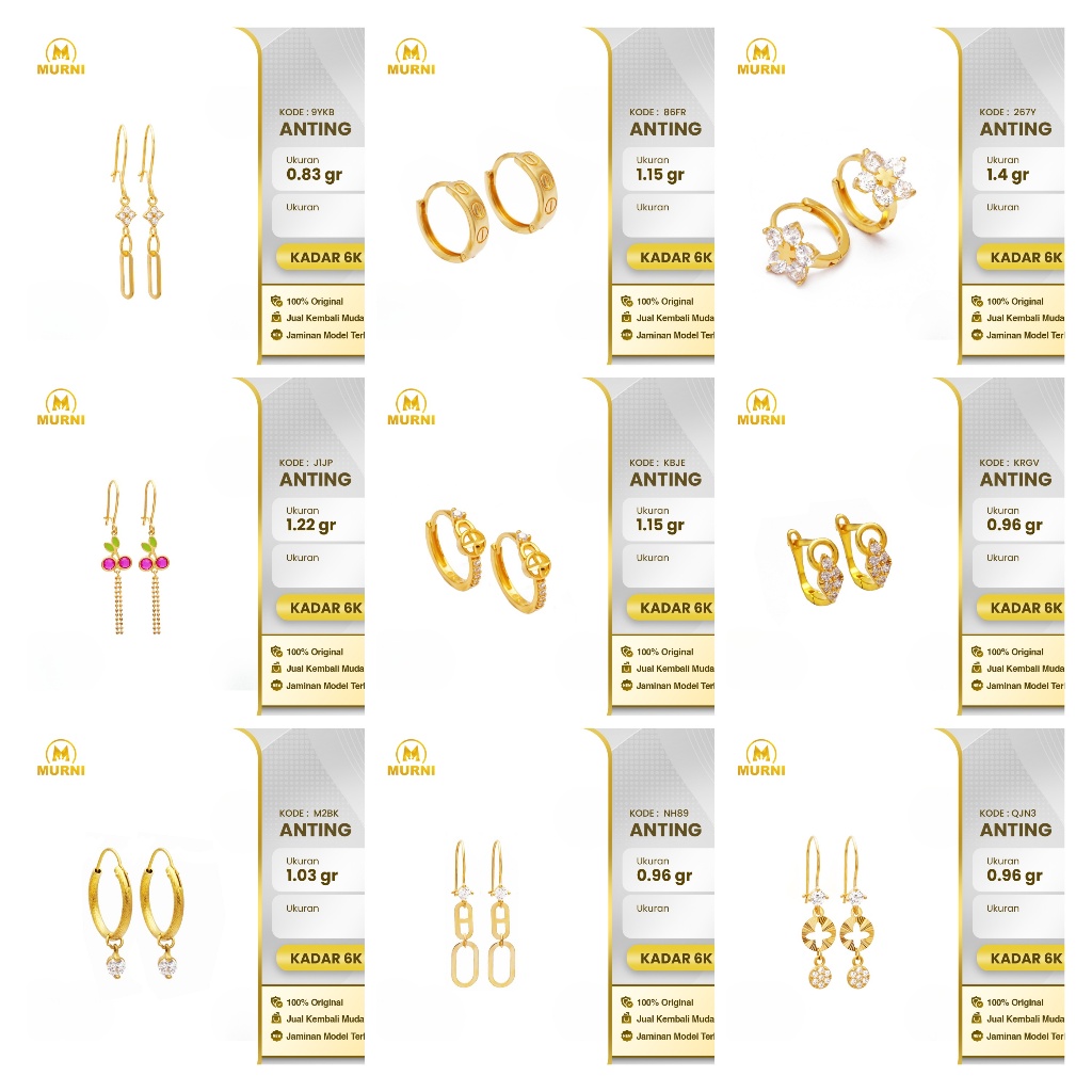 Anting Collection 6K Murni Bekonang
