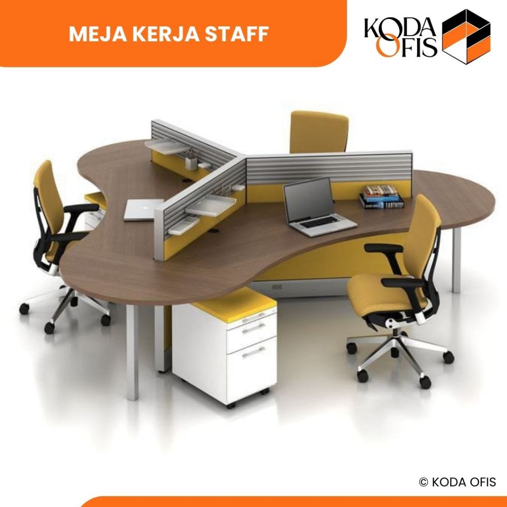 KODA OFIS  Meja Kerja Kantor Cubicle Workstation 3 Orang