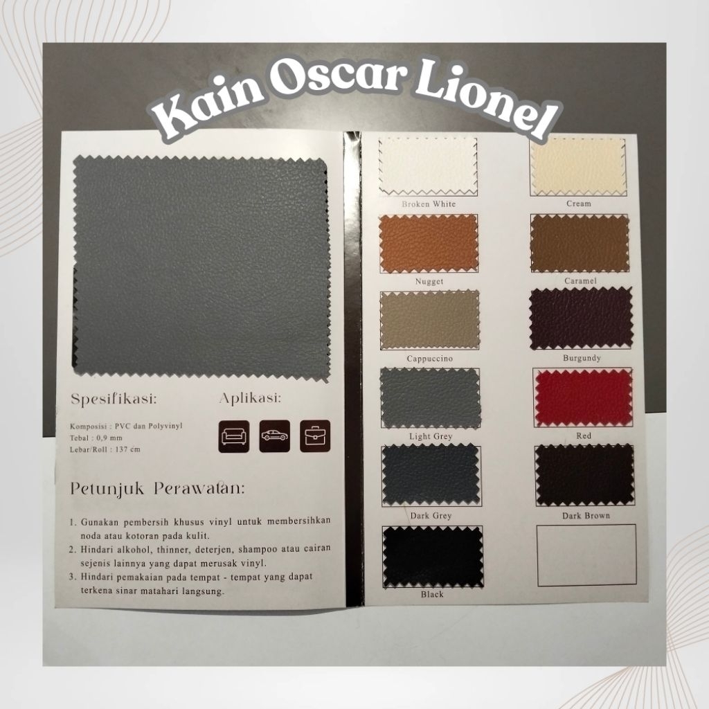 Kain Oscar Lionel / Kulit Sintetis Sofa Kursi Jok Mobil Motor / Lebar 1,37 m per 0,5 Meter