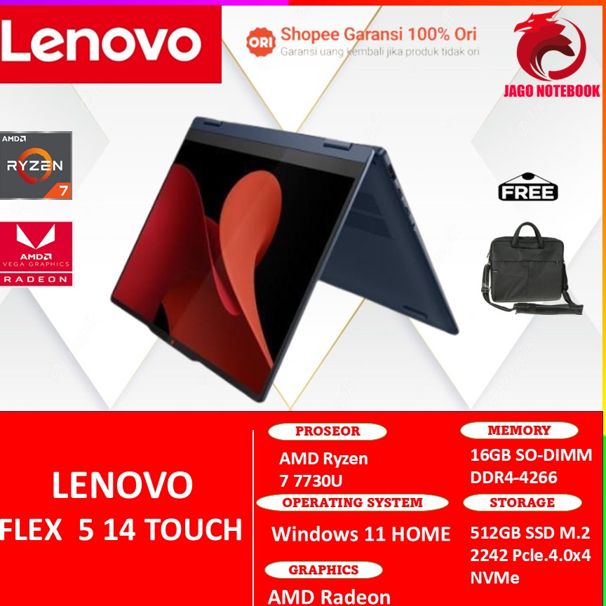 Lenovo Flex 5 14 2IN1 Touch Ryzen 7 7730 16GB 512GB W11 14.0FHD IPS