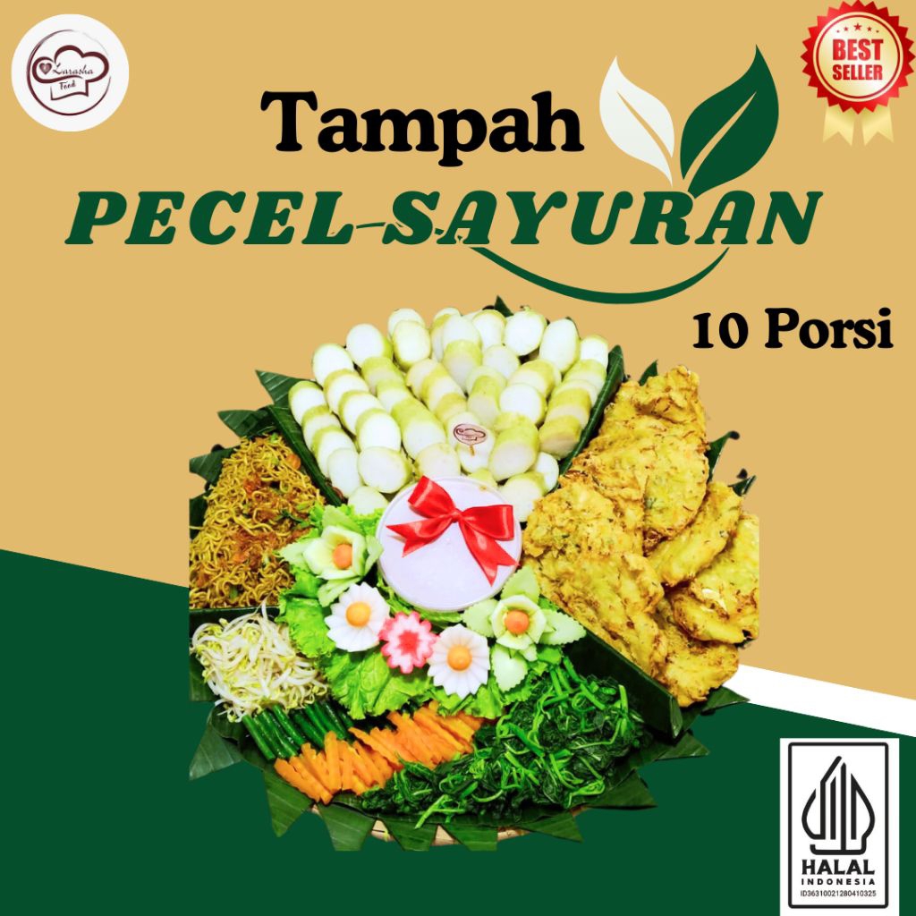 Tampah Pecel sayur+Lontong 10 porsi/Paket Komplit Pecel Sayur/Tampah Pecel Murah