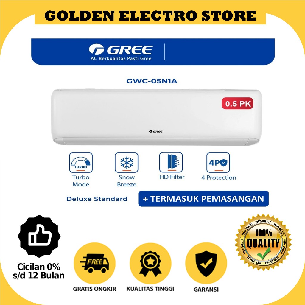 AC GREE GWC05N1A 1/2PK DELUXE STD GREE AC GWC 05N1A BLACK DIAMOND FIN OUTDOOR AC dan GOLD FIN