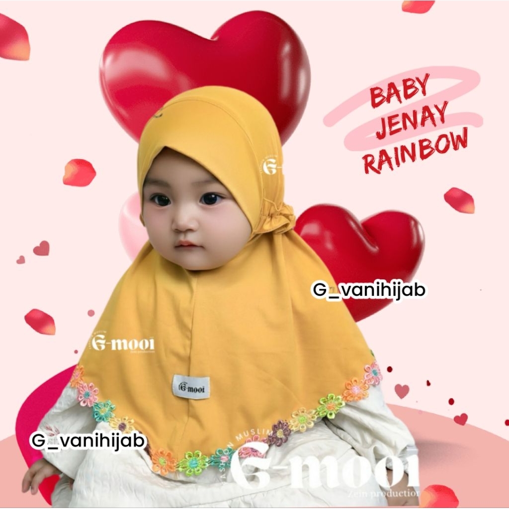 G-MOOI Jilbab Kerudung Anak Bayi 0 6 Bulan 0-1Tahun  BABY JENAY RAINBOW Hijab Anak Bayi Kerudung Ana