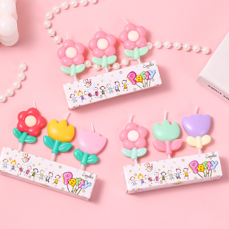 [LILIN ULANG TAHUN BUNGA ] Lilin Dekorasi Kue Ultah Ulang Tahun Bentuk Bunga Korean Ispo, Flower Bir