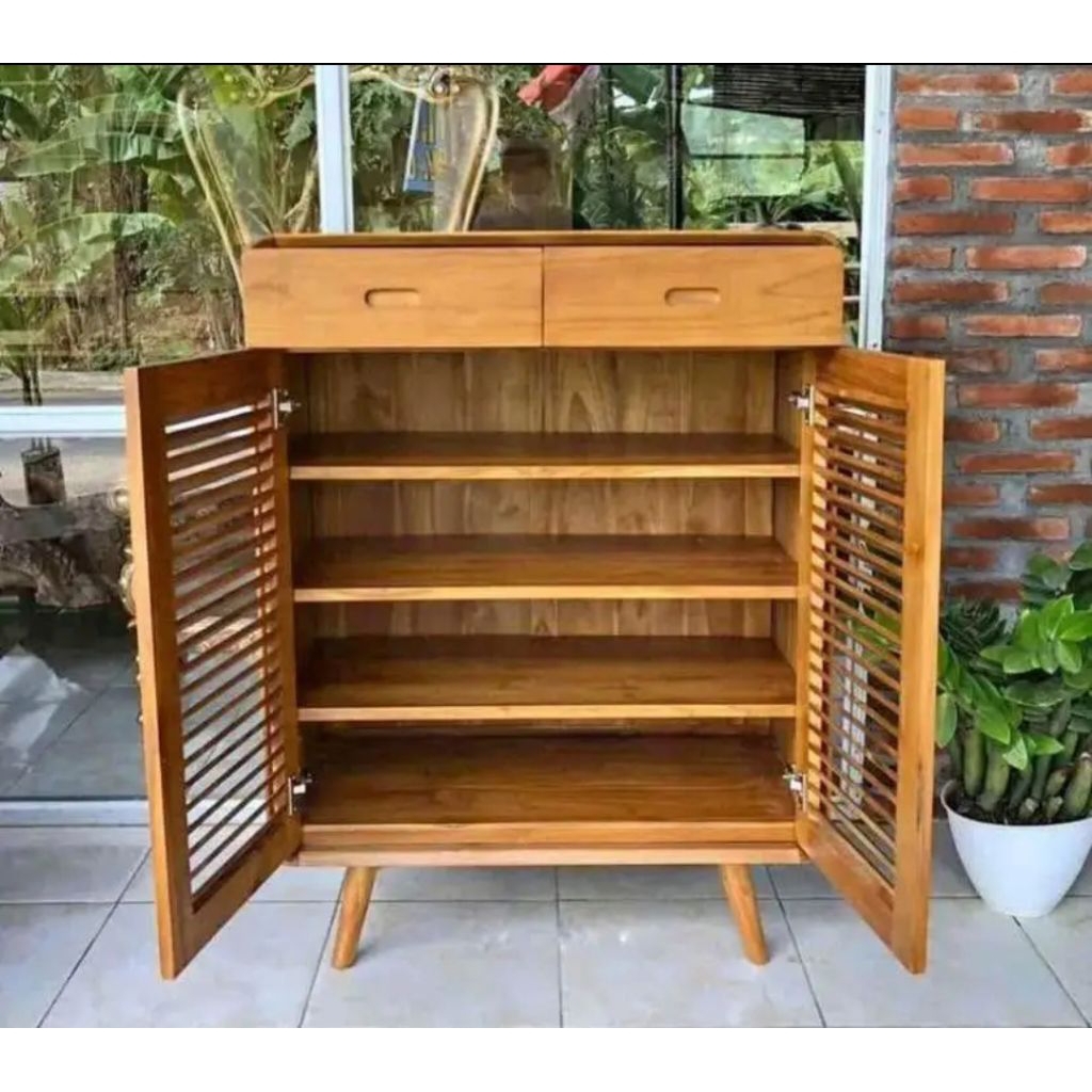 Rak sepatu kayu jati / almari sepatu / tempat sepatu dari kayu jati / furniture jepara