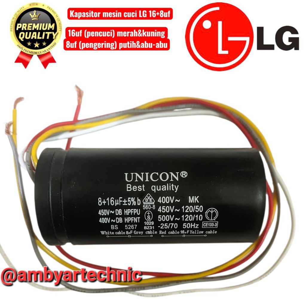 kapasitor mesin cuci LG P1600RT kapasitor mesin cuci LG 16 kg