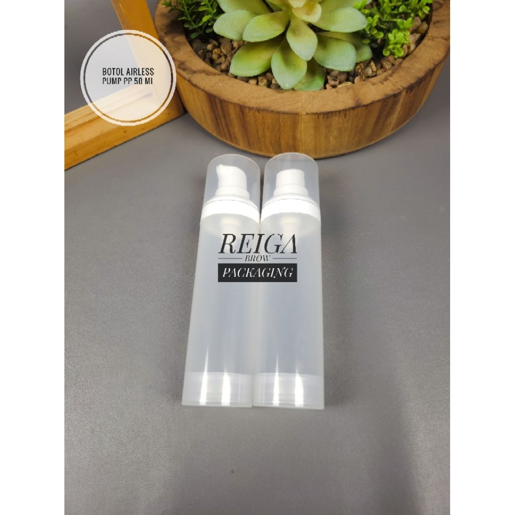 Botol Airless pump 50 ml - Bahan Plastik PP / Botol Kemasan skincare / Botol pump 50 ml / Botol Refi