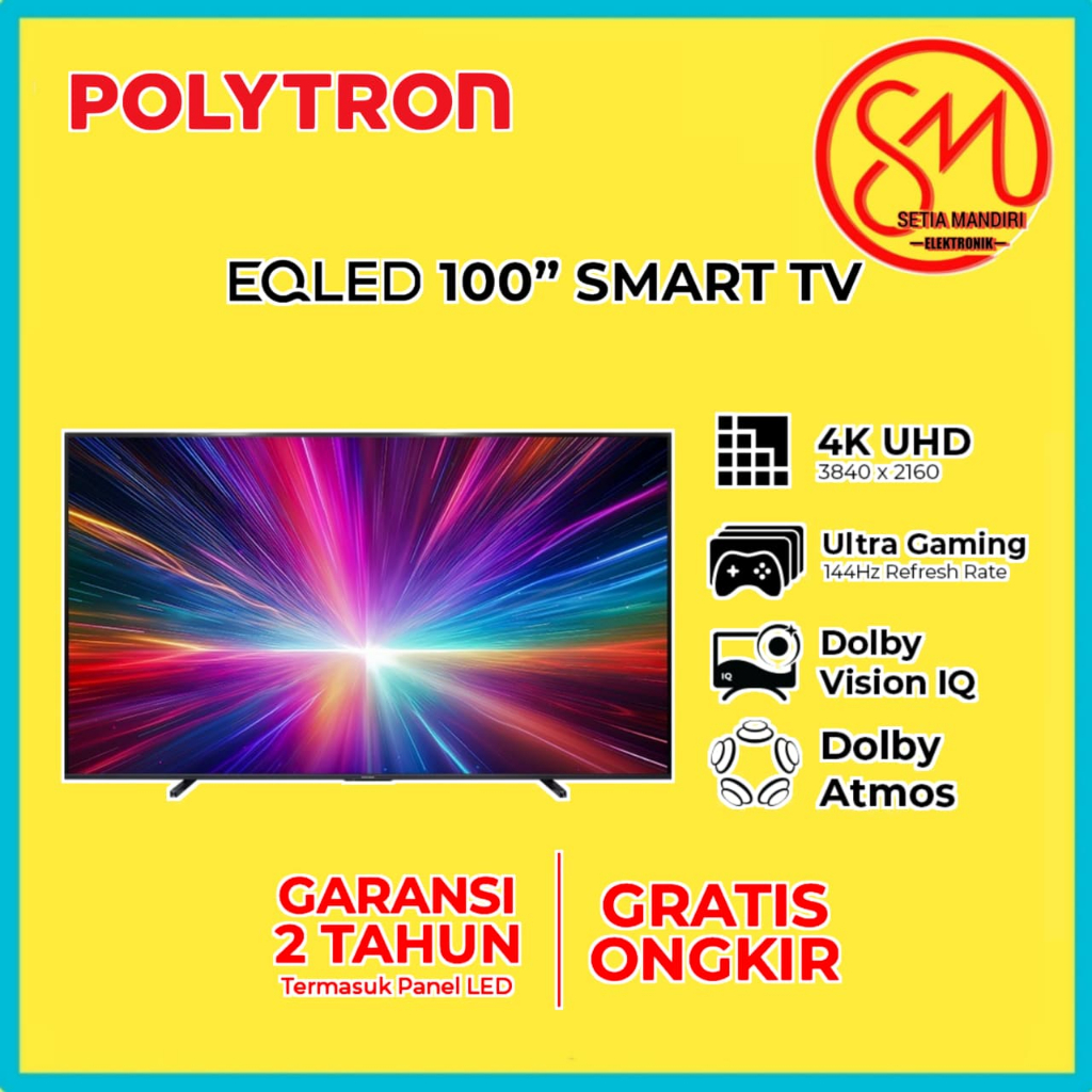 POLYTRON Smart Google TV EQLED TV 100 Inch 4K - PLD 100QV5925