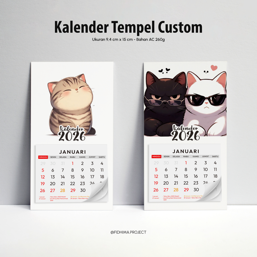 KALENDER SOUVENIR CUSTOM 2026 / Kalender Tempel Custom 2026