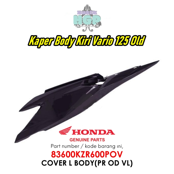 Cover, Kaper Body Belakang Kiri Violet Vario 125 Old KZR original AHM - 83600KZR600POV