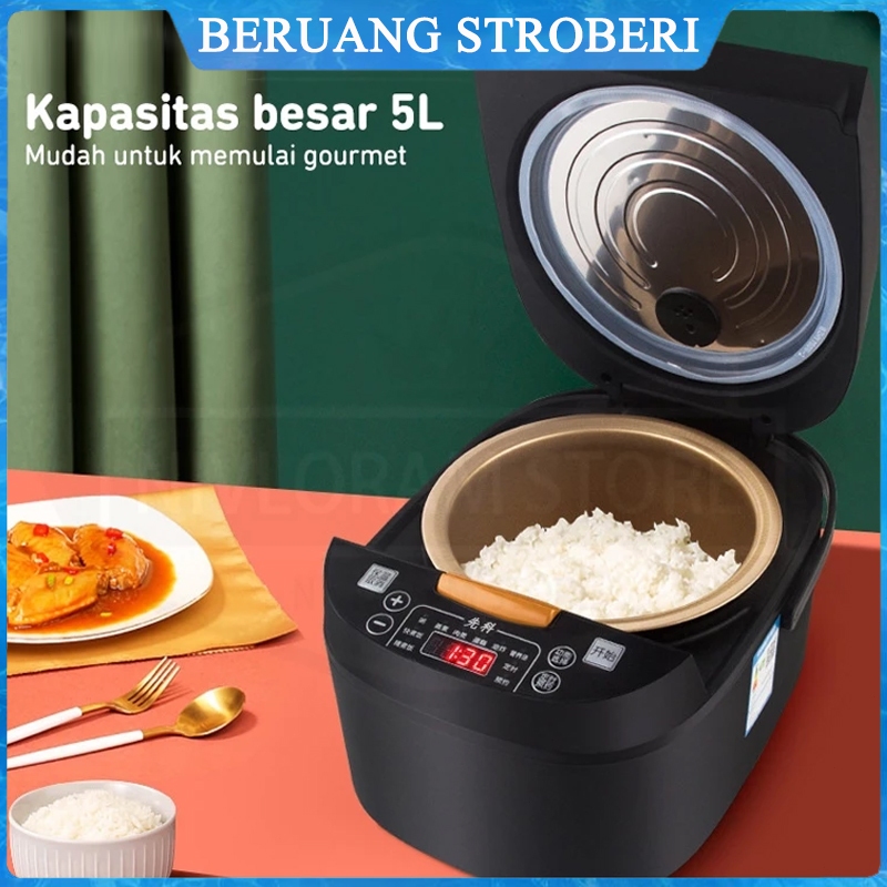 5L Rice Cooker Free Steamer Low Carbo Multifungsi