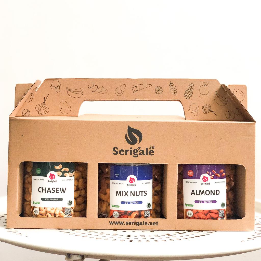 

FREE GABLE BOX Bundling Mix Nuts Kacang Mede Kacang Almond Kemasan Toples 500 ml