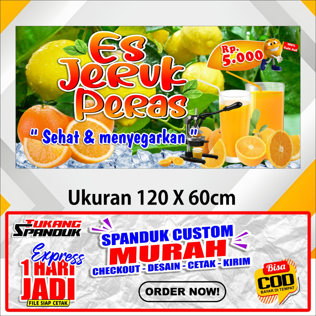 Banner ES JERUK PERAS , Spanduk ES JERUK PERAS ukuran 120X60 cm, COD / Banner ES JERUK PERAS , Spand