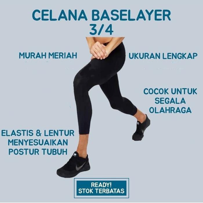Celana Legging Olahraga Polos Pria 3/4
