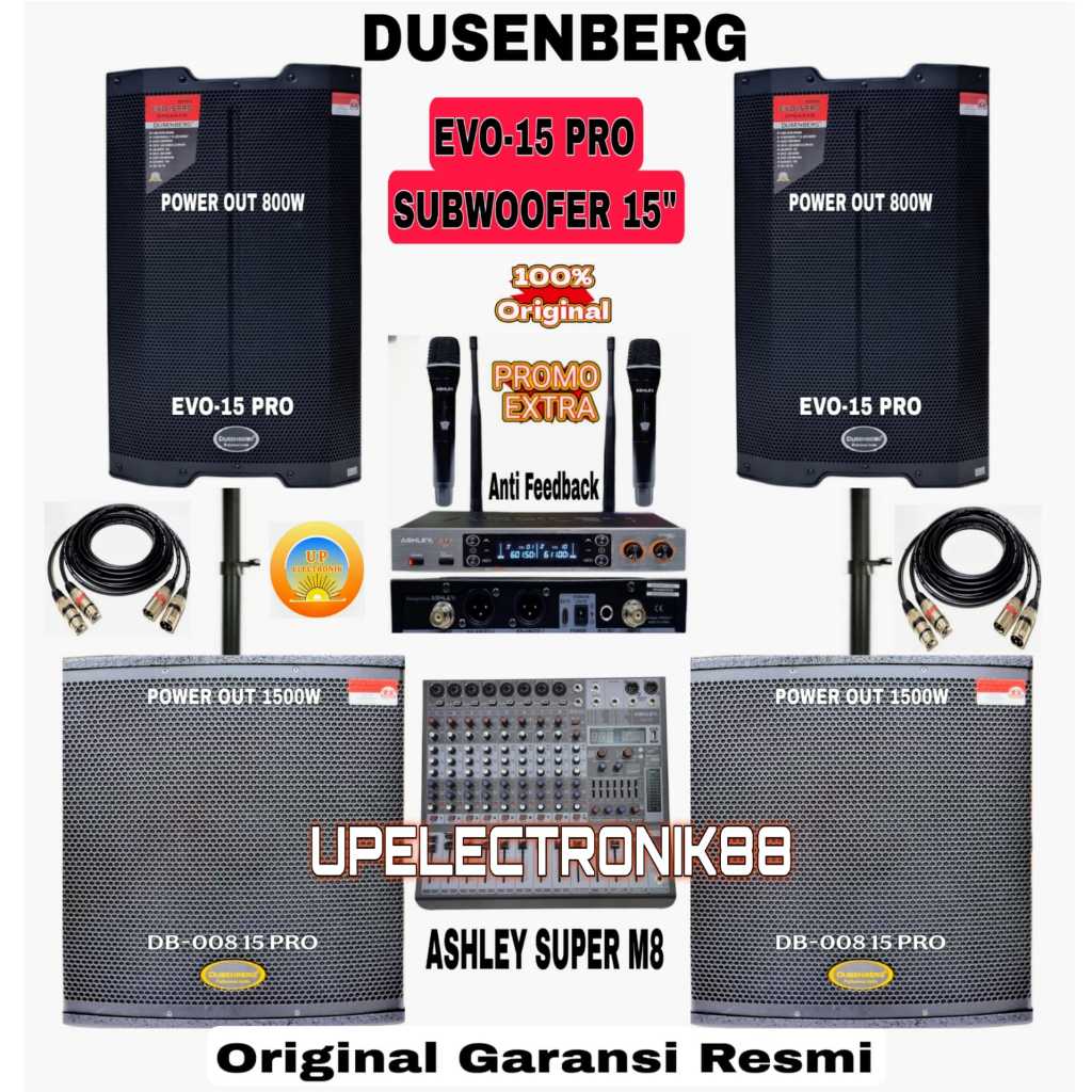 Promo paket sound system speaker aktif dusenberg evo 15 pro original komplit set