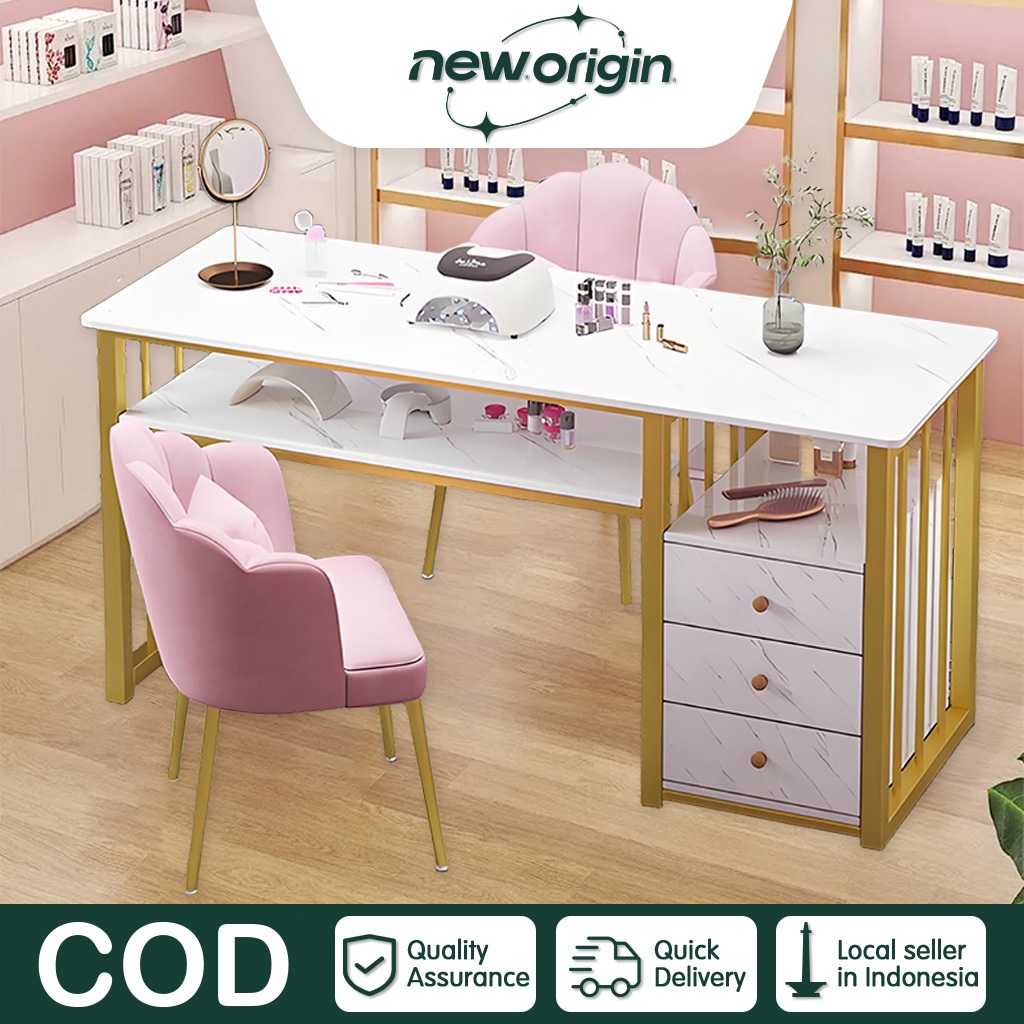 ⭐Garansi⭐Meja Nail Art Minimalis 100/120/140/160cm meja nail art set kursi Home Decoration Cafe Coff