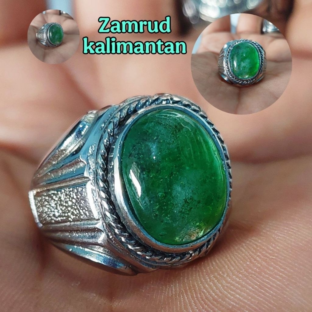Cincin batu akik Zamkal zamrud kalimantan / cincin batu akik pria wanita