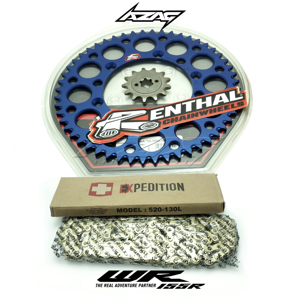 GEAR SET WR155 RENTHAL BLUE ORIGINAL RANTAI EXPEDITION 520 GOLD