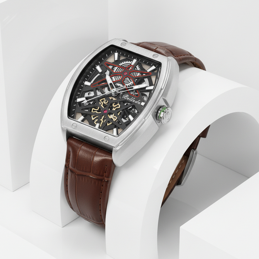 Jam Tangan Pria Belleda 9644 Strap Kulit Automatic Fashion Cowok Mewah Original Anti Air