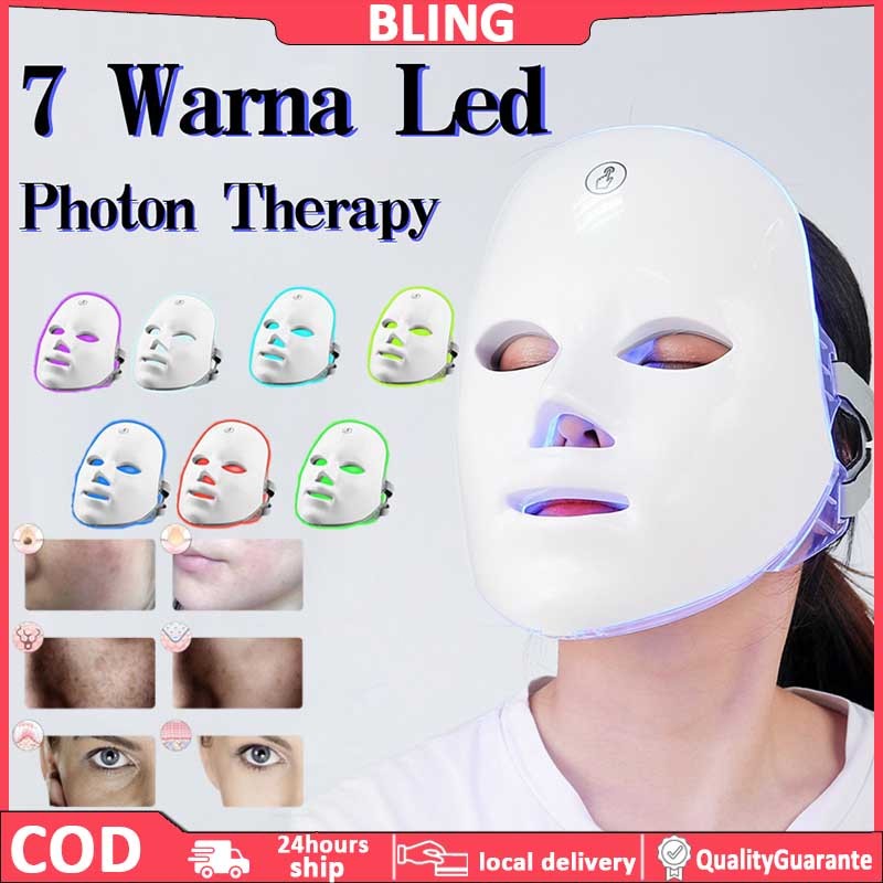 COD PDT Led Masker Light 7 Warna Led Mask Photon Therapy Alat Perawatan Wajah Penggunaan Pengisian D
