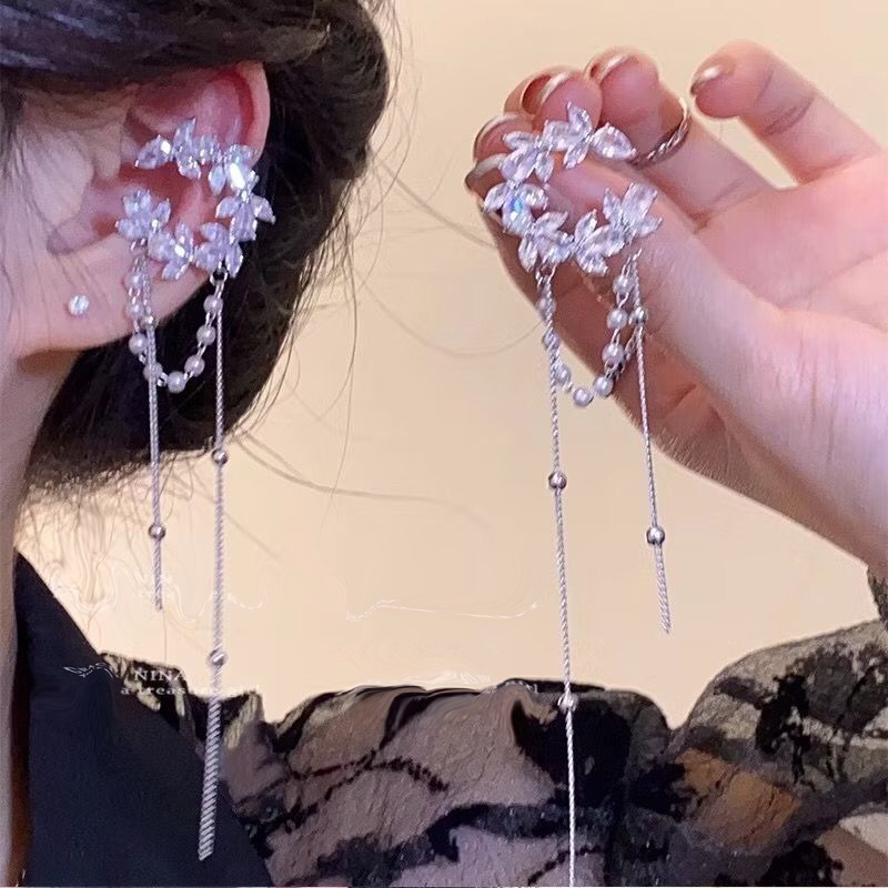 Anting Jepit Tanpa Tindik Anting Wanita Juntai Panjang Tanpa Tindik AT1037