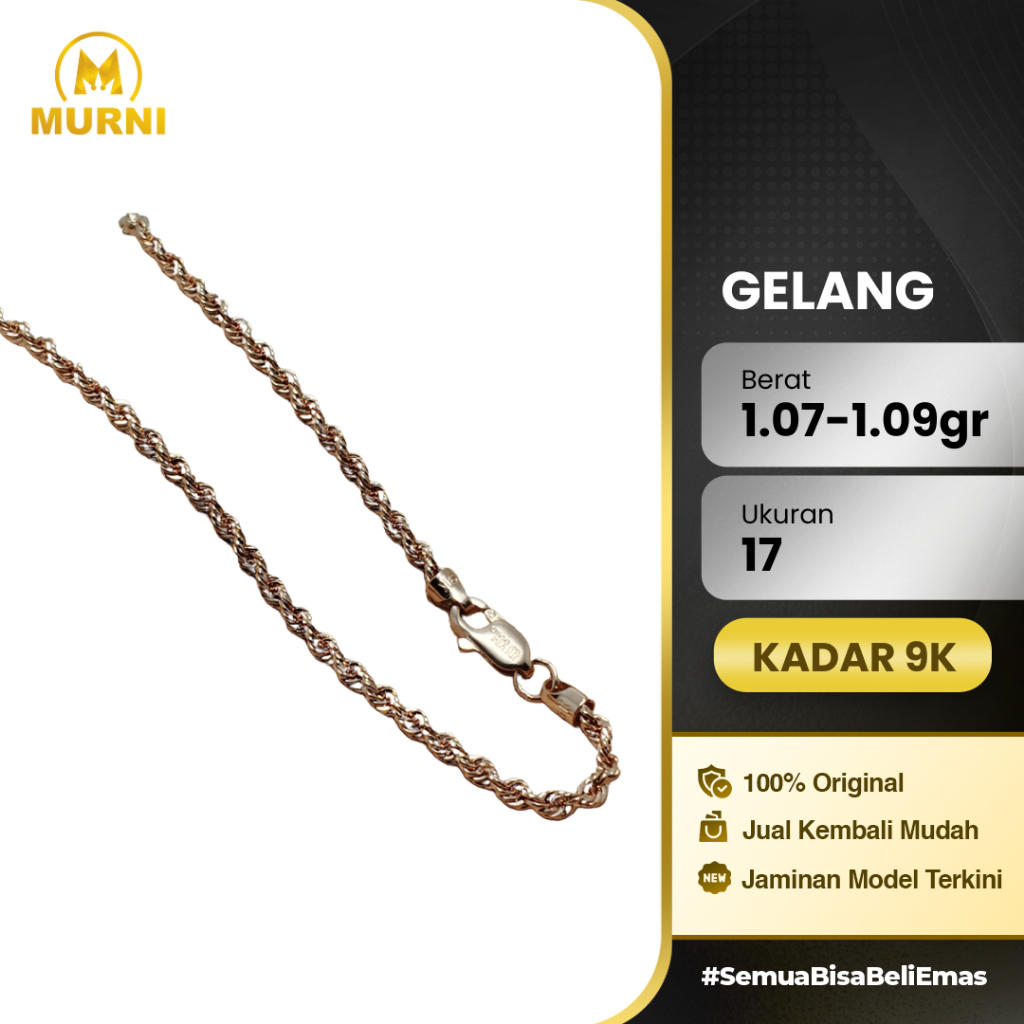 Murni Gelang Rantai Dadung Polos Rose 9 Karat Toko Murni Bekonang
