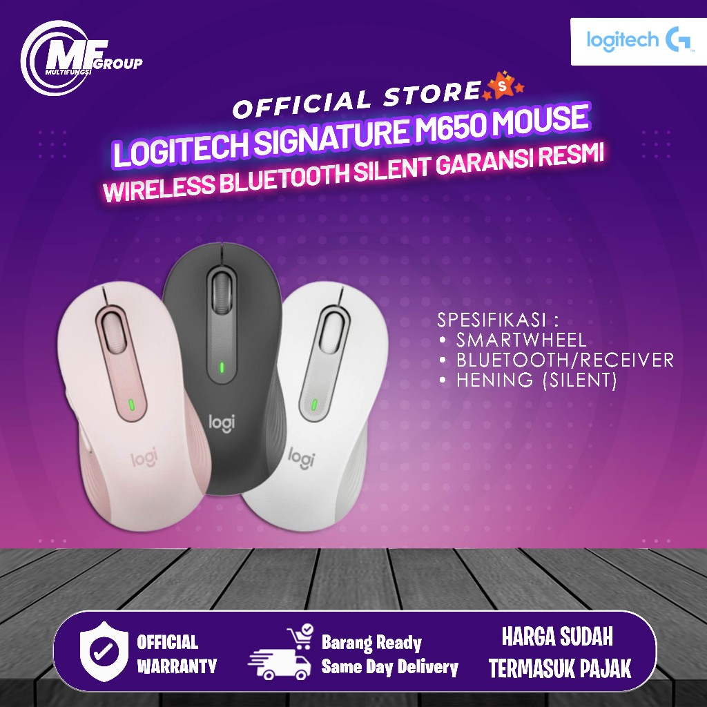 Logitech Signature M650 Mouse Wireless Bluetooth Silent Garansi Resmi