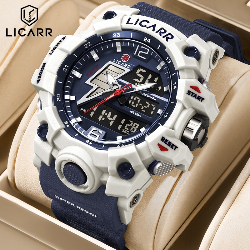 LICARR Jam Tangan Pria Fashion Anti Air Analog Digital Santai Kuarsa Olahraga Jam Tangan Cowok Origi