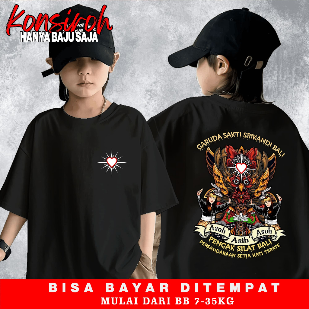 KAOS Anak Sablon Print Srikandi Bali Asah Asih Asuh Psht Untuk Usia 1-12 Tahun BB 7-35Kg