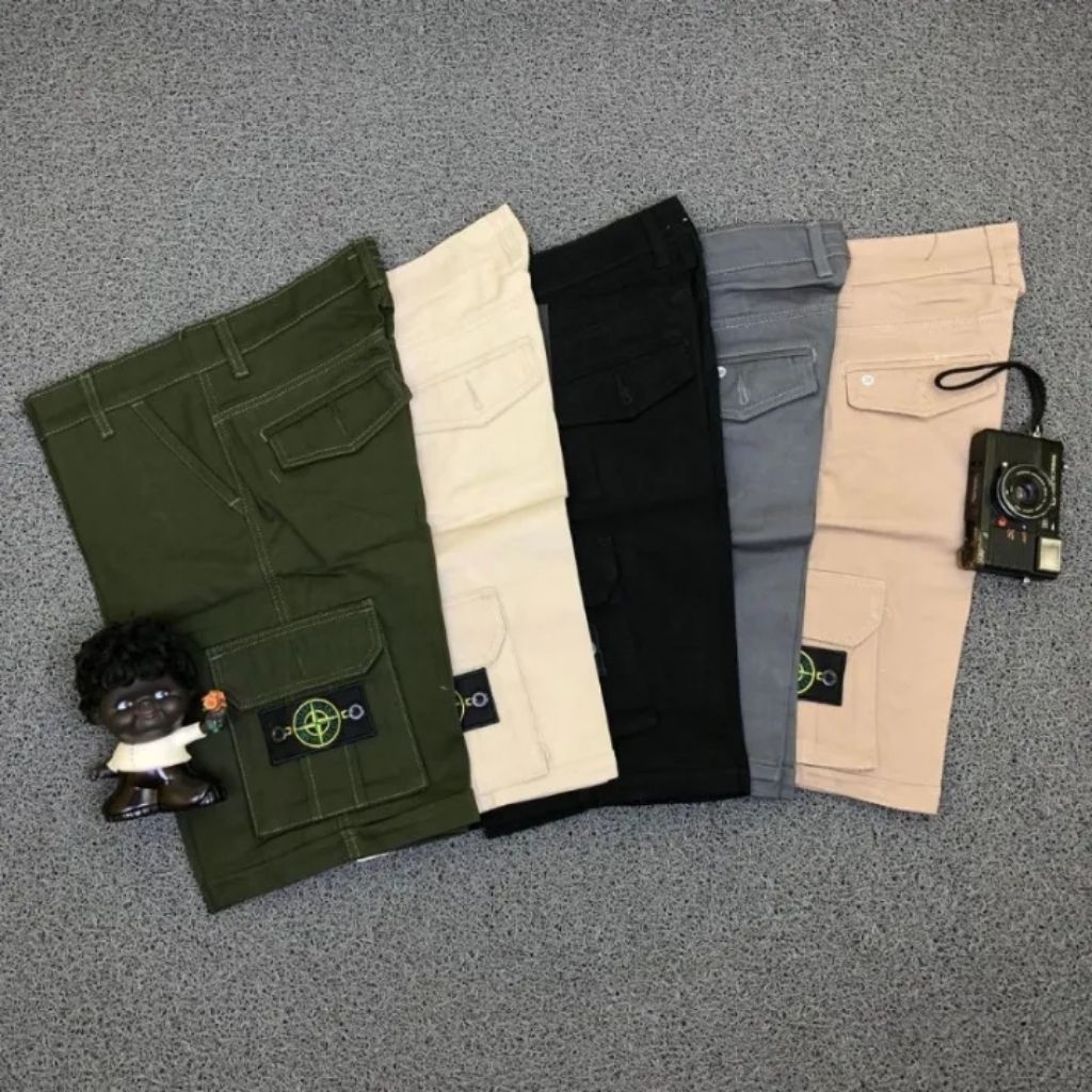 CELANA CARGO PENDEK PRIA STONE ISLAND FULLTAG & LABEL