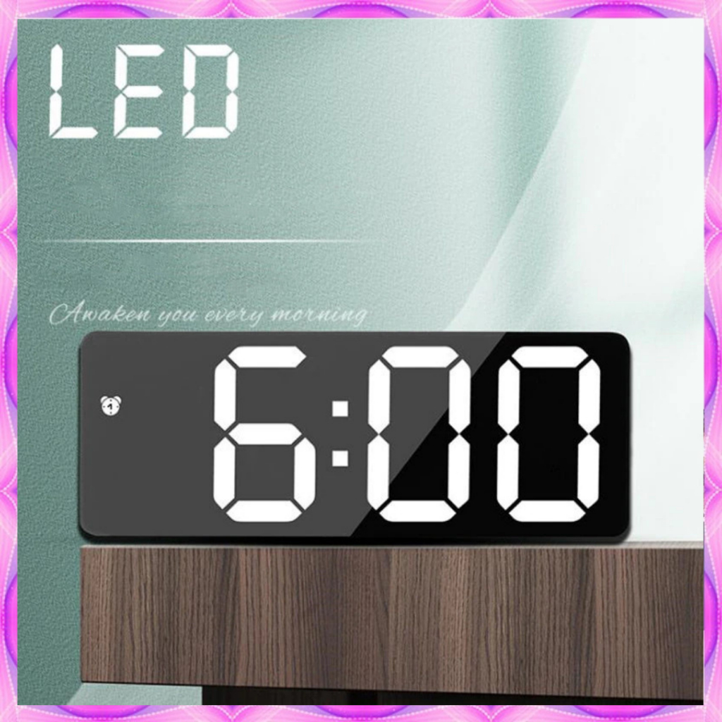 Jam Weker Alarm Mirror Digital Clock Temperature Jam Meja Digital Led Weker Meja Digital Led Weker