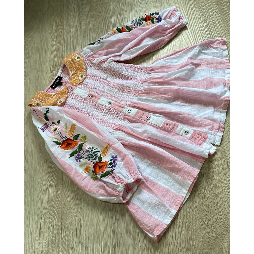 BONJOUR DIARY - Pink Embroidery Lace Top Rare 4Y