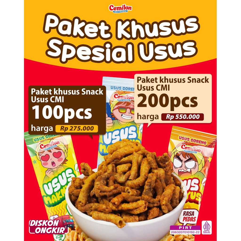 

PAKET USUS CEMILAN MURAH INDONESIA ISI 100 pcs atau 200 pcs