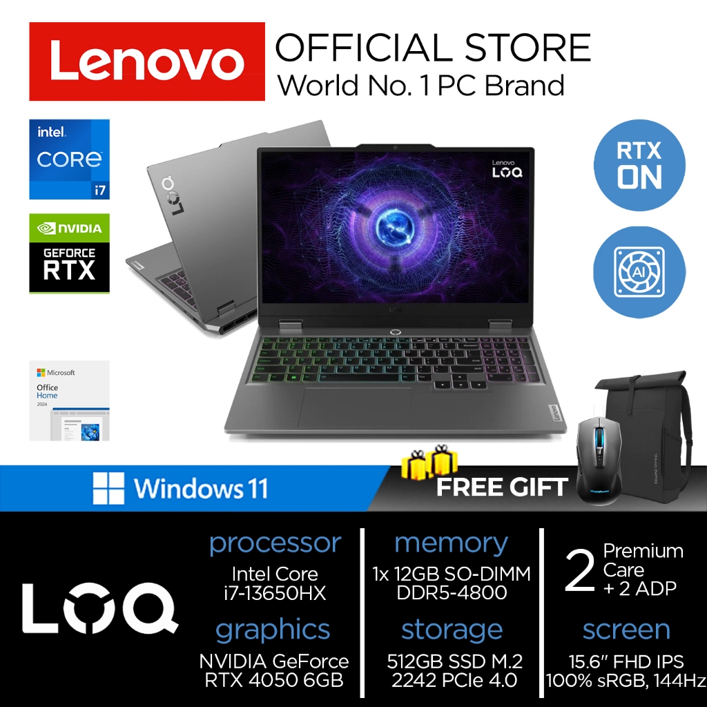Lenovo LOQ 15IRX9 RTX4050 | i7 13650HX 12GB/16GB 512GB SSD RTX4050 W11+OHS