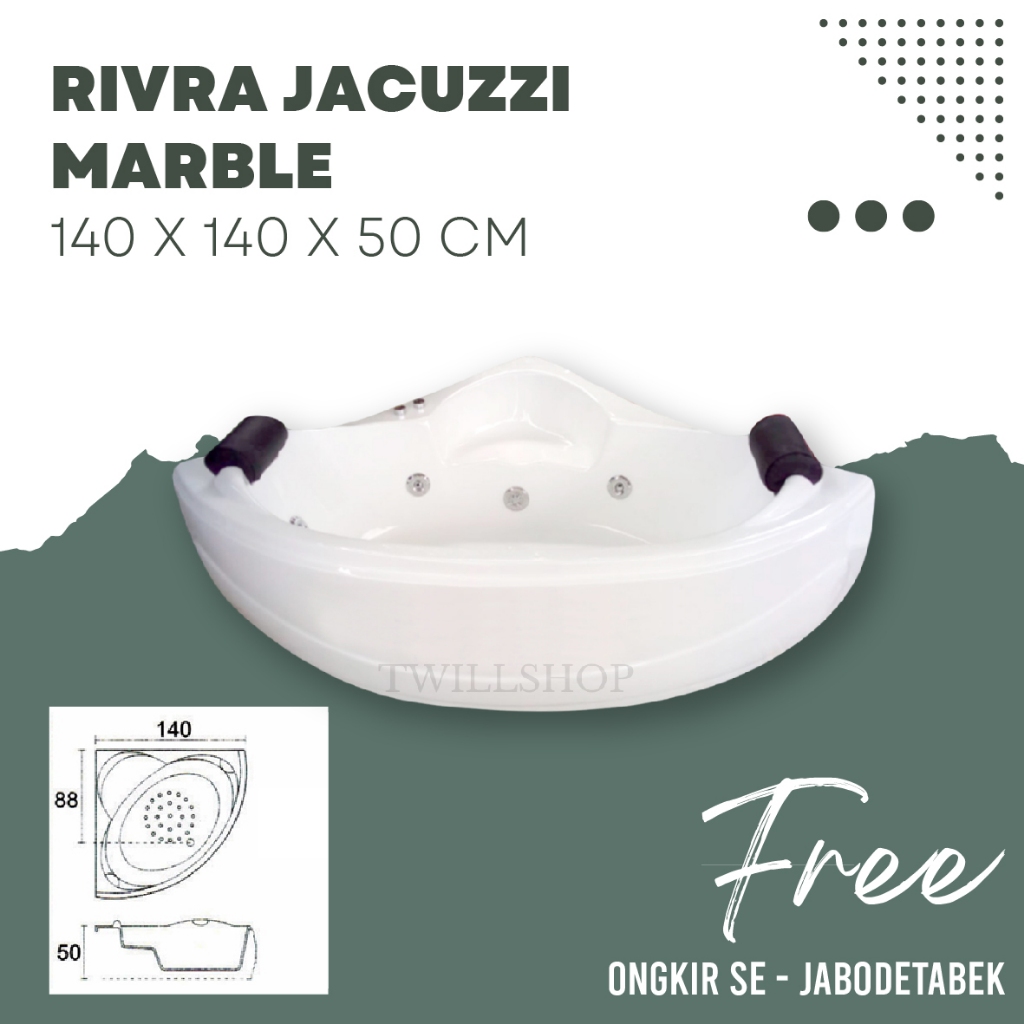 Bathtub Sudut Rivra Whirpool Jacuzzi Afur Kuningan