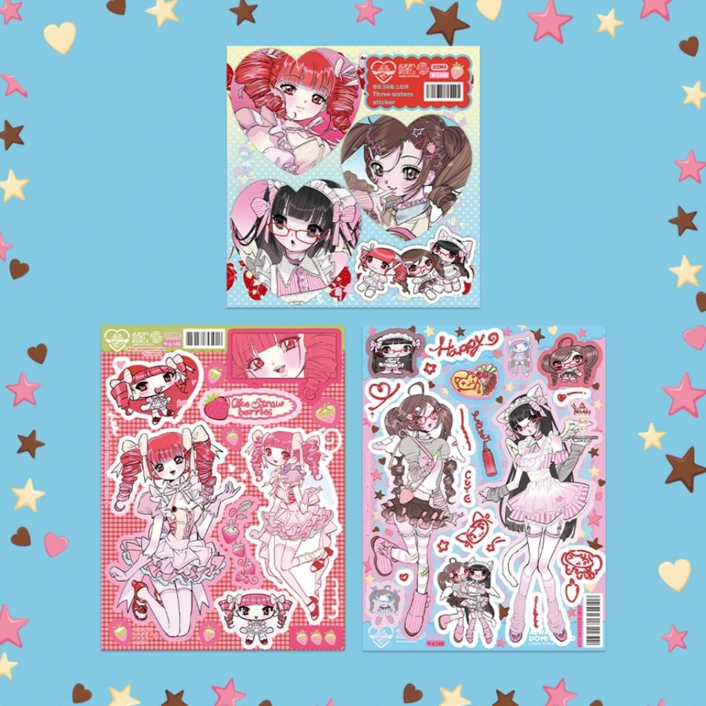 [WindHeart] 1 lembar sticker sheet Domiii sticker sheet korean y2k softie girl characters sticker de