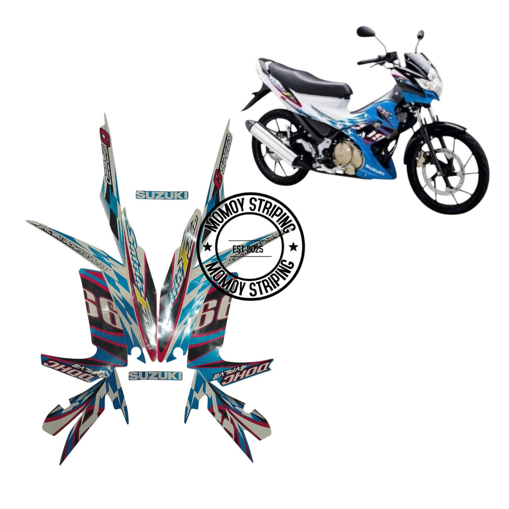 STIKER STRIPING SATRIA FU 2012 PUTIH BIRU TERBAIK TERMURAH