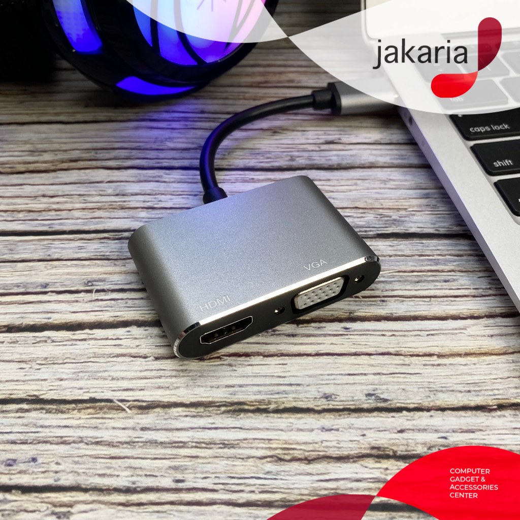 Kabel Converter USB 3.0 to VGA - HDMI 1080p 2 in 1 Proyektor TV 2 in 1