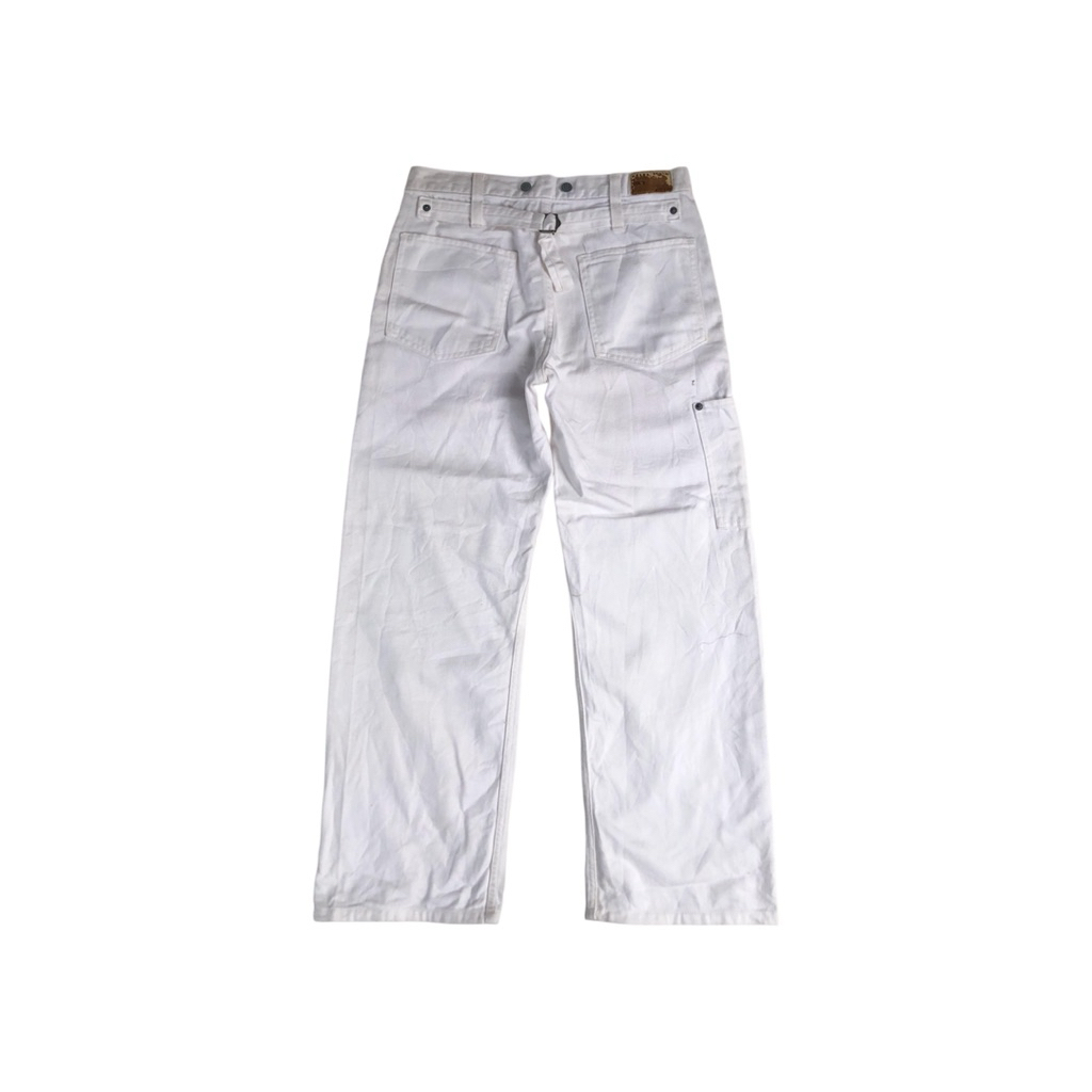mhl x edwin denim buckle back work pants selvedge